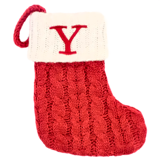聖誕紅刺繡字母聖誕襪,字母Y,針織棉材質,聖誕節裝飾,1個, 17.5 x 13.5cm