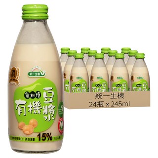 統一生機 有機無加糖豆漿, 245ml, 24瓶