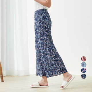 CARET 女性田園度假風碎花百褶鬆緊帶睡褲
