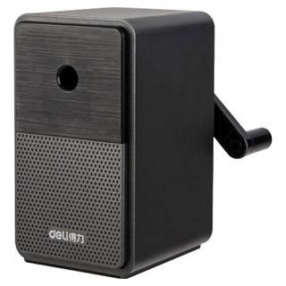 得力 手搖經典削鉛筆機, 合金鋼滾刀 筆尖粗細可調 五檔選擇 黑鉛筆 彩色鉛筆皆適用, 銀黑色, 1個