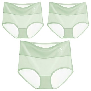 超薄冰絲無痕高腰內褲 Set 3, 82.5%尼龍+17.5%彈性纖維, 褲襠100%棉, 腰圍28.5 x 長29.5cm x 襠深9cm, 顏色隨機