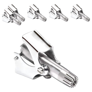 防夾鼻毛修剪器，附清潔刷，內切式旋轉刀頭，可拆卸水洗, 銀色, 6個