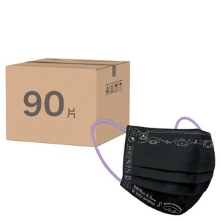 明基健康生活 幸福物語 音樂派對成人平面醫用口罩, 黑暗音符, 30個, 3盒