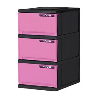 HOUSE 好室喵 三層抽屜櫃 SB30 粉色, 輕巧收納, 居家生活好幫手, 1個, 26公分