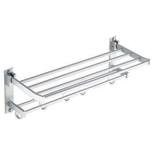 免鑽孔上掀式雙層毛巾架, 1個, 銀色