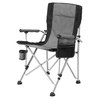AOTTO 創意傢俱 戶外露營便攜耐重扶手折疊椅 56 x 52 x 91cm 灰色 耐磨牛津布 約100kg承重, 1個