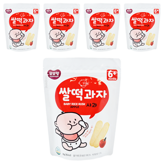 DDODDOmam 聰明媽媽 韓爸田園日記 米片片米餅 6個月以上寶寶適用, 蘋果, 20g, 5包