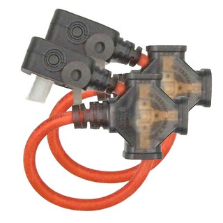 CENTENARY 成電牌 1對3座動力軟線 耐熱阻燃線材 F型平貼式插頭 過載自動斷電保護, 0.3m, 橘色, 2條