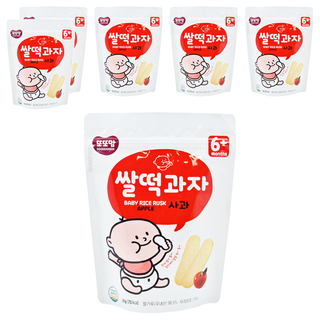 DDODDOmam 聰明媽媽 韓爸田園日記 米片片米餅 20g 6個月以上寶寶適用, 蘋果, 6包