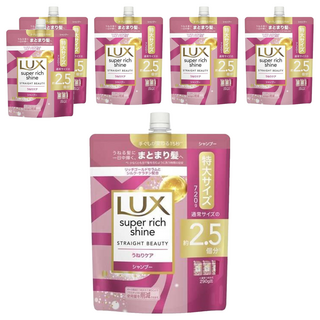 LUX 麗仕 SUPER RICH SHINE 柔順光澤洗髮精補充包 720g 含蠶絲及角蛋白成分, 6包