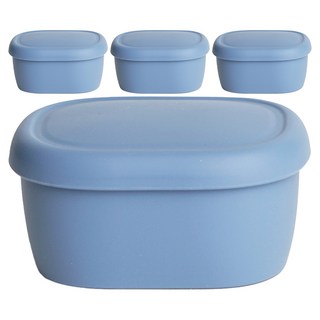 실리가든 실리콘 냉동밥 보관용기 다크블루, 4개, 300ml
