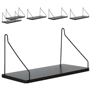 一字牆上置物架, 黑色, 6個