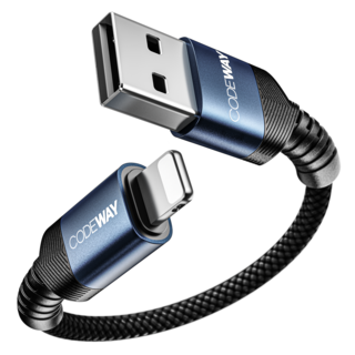 코드웨이 라이트닝 고속충전 데이터 숏 케이블, 15cm, 블루 (A to L), 1개