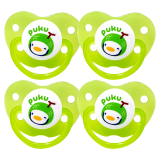 PUKU 藍色企鵝 水果拇指型 初生安撫奶嘴, FDA標準, 不含雙酚A, 雙透氣孔設計, 0歲以上, 綠色, 4個