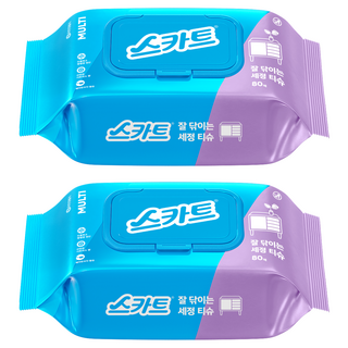 스카트 잘 닦이는 세정티슈, 2개