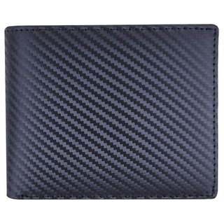 真皮碳纖維牛皮15卡位3折男士皮夾短夾 - 優雅大容量, 11.5 x 9.5 x 厚7 cm, 黑色