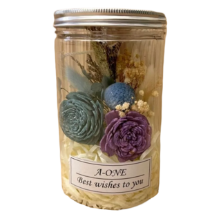 A-ONE 匯旺 大藍索拉玫瑰花藍紫色繡球花永生花乾燥花罐, F款