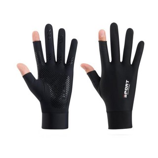이츠굿텐 남성용 햇빛 차단 미끄럼 방지 손보호 반장갑, 블랙, 1세트