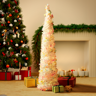 繽紛一鍵式快閃聖誕樹 派對裝飾, 棉花糖, 1.5m, 1個