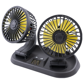 OMYCAR 雙頭折式停車牌風扇/車用風扇/汽車風扇/迷你風扇, 黑色, AE180025