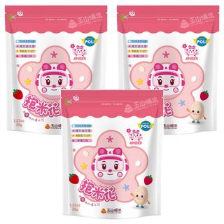 玉山碾米 抱米花 益生菌米餅 蔬果風味 酥脆口感 100%天然米餅 無麩質/非油炸, 草莓, 35g, 3包