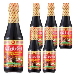 萬家香 香菇素蠔油, 玻璃瓶包裝, 嚴選台灣埔里香菇研磨粉, 純釀造工藝, 不添加化學醬油、焦糖色素、味精, 360g, 6瓶
