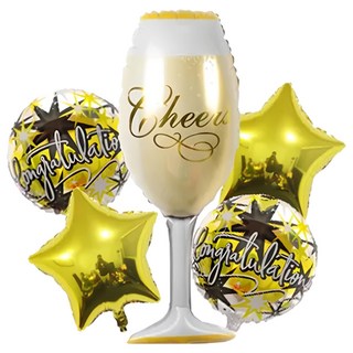 鋁質氣球5件組 酒杯, 酒杯多色, 1組