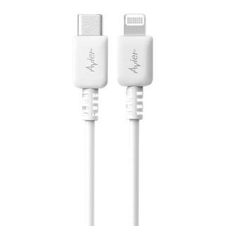 Avier COLOR MIX USB-C-Lightning 高速充電傳輸線, 支援3A極速充電, 2m, 白色, 1條