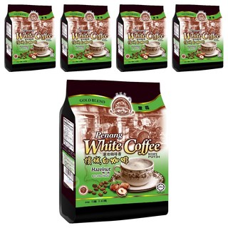 COFFEE TREE 咖啡樹 金裝檳城白咖啡 三合一 榛果風味, 40g, 15包, 5袋