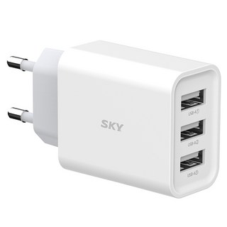 SKY 필 C3 18W 3포트 USB 어댑터 멀티 충전기, 화이트, 1개