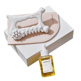 face factory 陶瓷刮痧板+荷荷巴按摩油 30ml, 白色, 1組