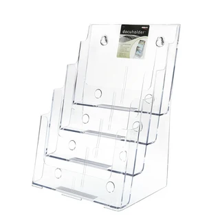 deflecto 迪多 四層高背目錄架，採用專業原料，添加防UV成分，模具射出一體成型, 77441, 1個