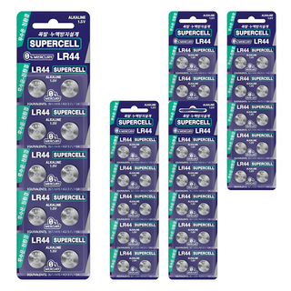 Supercell 鹼性鈕扣電池 LR44, 10入, 5個