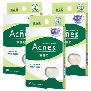 MENTHOLATUM 曼秀雷敦 Acnes 台灣公司貨 痘痘貼 極致薄綜合型, 26片, 3盒