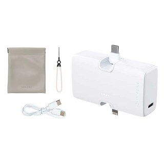 iNMARK 創麥科技 小方塊行動電源 2合1快充版 5000mAh USB-C + Lightning 附掛繩 + 收納袋 + 充電線, 天使白, GCB01