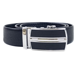 LIKEHOUSE 真皮頭層牛皮帶 男士自動扣皮帶 LL96,寬3.5cm,黑拉絲槍扣, 寬 3.5cm, 1條