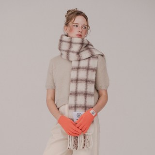 MICHIKOLONDON 方塊格紋圍巾 冬季羊毛針織圍巾 禮品包裝套組