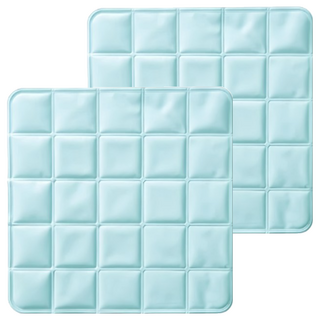 降溫透氣凝膠冰涼感坐墊 2入組, 方格藍色