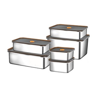 MASIONS 美心 DELUXE頂級304可微波不鏽鋼保鮮盒6件組 1580ml + 1280ml + 1L x 2個 + 400ml x 2個, 1組, 6個容器 + 6個蓋子