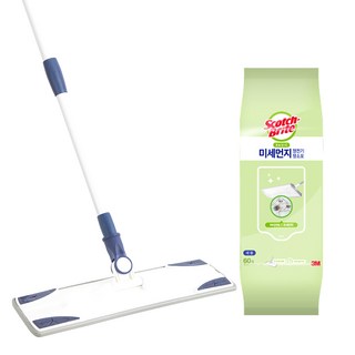 3M Scotch-Brite 百利 雙扣除塵平板拖把 L號+雙效除塵濕拖巾, 1組