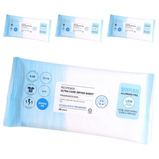 recipebox 韓兔 Ultra Care 無香織物柔軟烘衣紙 正裝, 4個, 40枚入