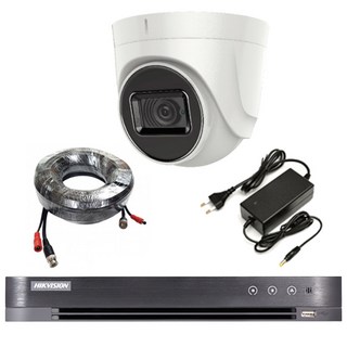 HIKVISION 遠足vi全閉合4K 4K 800萬像素室內圓頂攝像機錄音機10m套組, DS-7204HUHI-K1(錄影機)+DS-2CE76U1T-ITPF(攝影機)+SH-24122CN(轉接器)