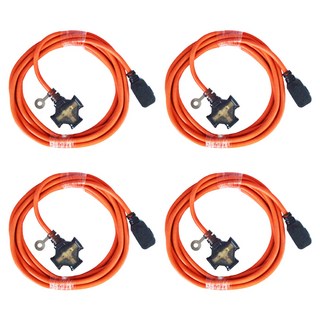 PowerWork 動力工廠 耐熱動力軟線 1對3座 F型平貼式插頭, 4.5m, 橘色, 4條