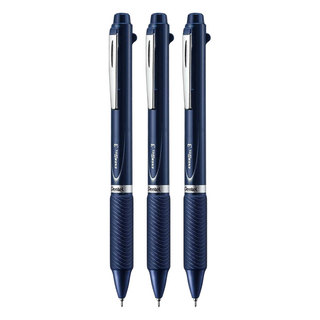 Pentel 飛龍文具 ENERGEL 三色筆 XBLC35C, 藍桿, 3支