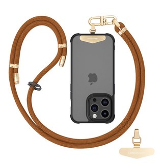 LEEU DESIGN 手機掛帶吊繩 160CM可調節長短款 附金屬夾片, 咖啡色, 1條