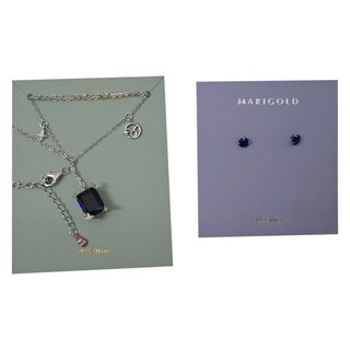 MARIGOLD 美爾朵 925純銀12星座星辰誕生石耳環+項鍊禮盒 金牛座