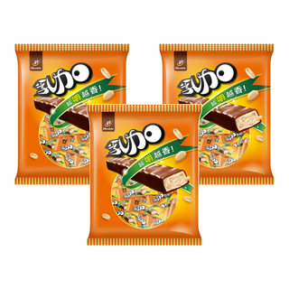 77 乳加 迷你巧克力 3袋 香濃滑順牛奶巧克力 花生顆粒 獨立包裝, 123g