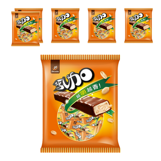 77乳加 迷你巧克力 6袋 香濃滑順牛奶巧克力 花生顆粒 獨立包裝, 123g