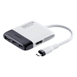 HAGiBiS Switch 便攜底座 NS視訊採集卡 + HDMI轉換器 + PD供電, 黑白色, 支援HDMI轉換, PD供電, SWC06-WH, 1台