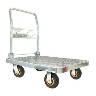 德利生活 手推車 72*48cm 4吋靜音灰輪 載重250公斤, 鋼板款 銀色, 1個